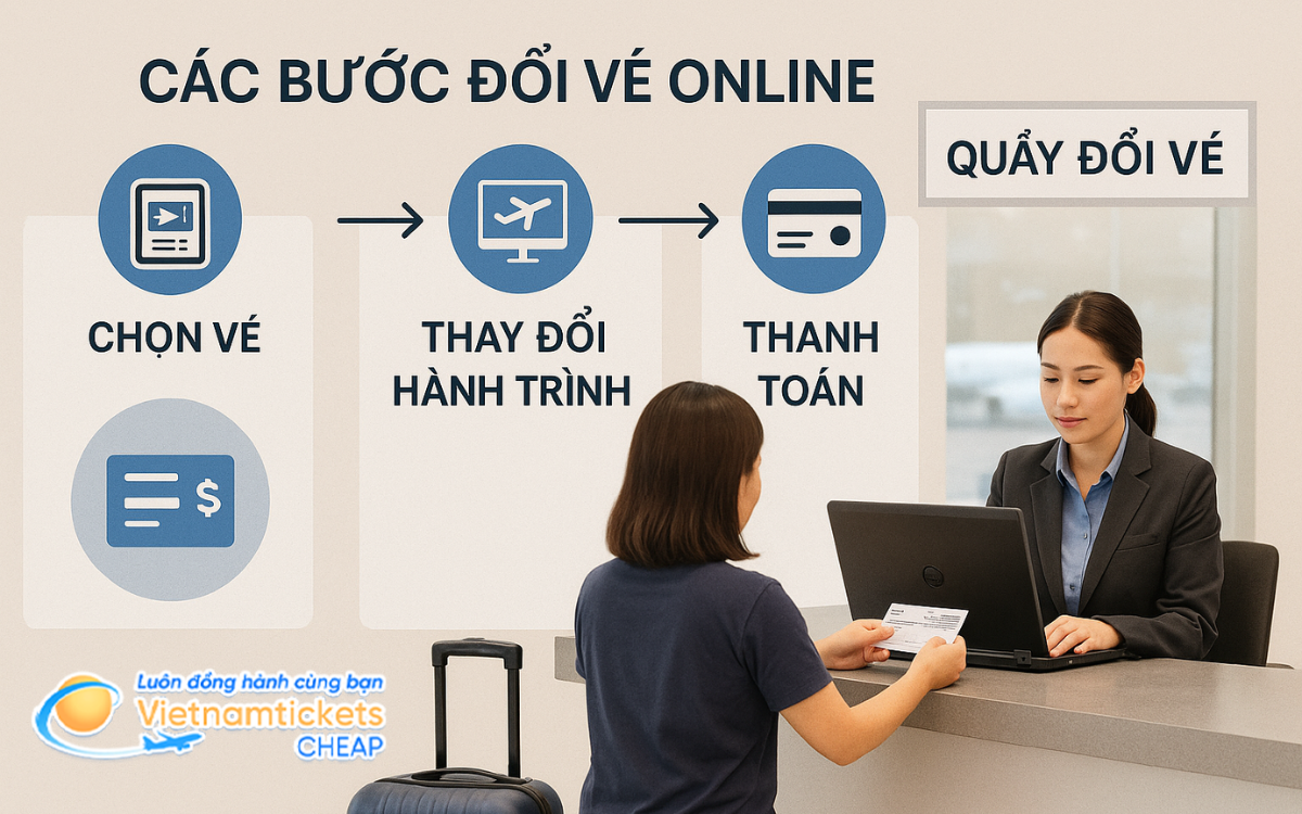 Các bước đổi vé Vietnam Airline online