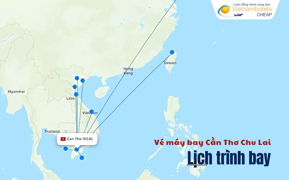 Vé máy bay Cần Thơ Chu Lai chặng bay phổ biến