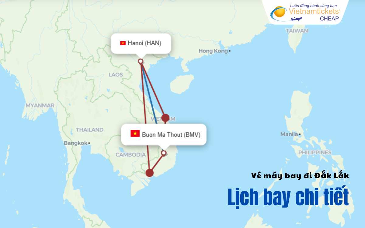 Lịch bay đi Đắk Lắk