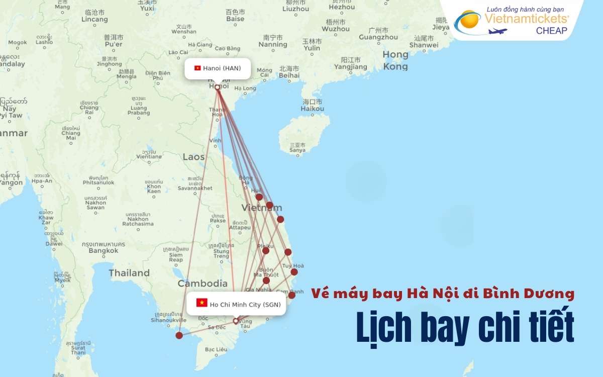 Vé máy bay Hà Nội đi Bình Dương lịch bay
