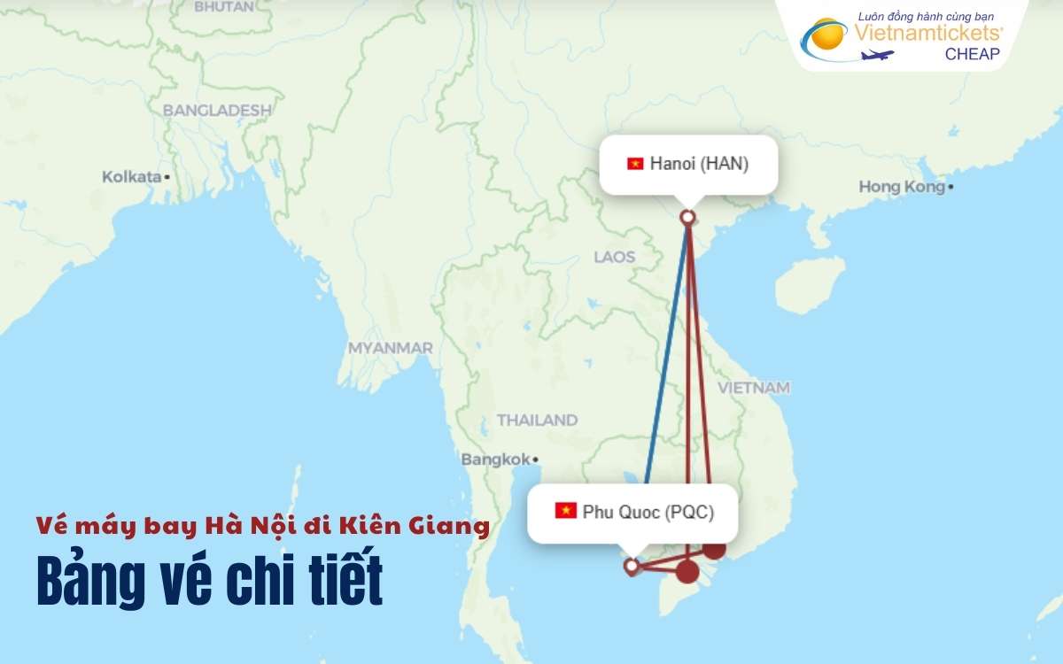 Vé máy bay Hà Nội đi Kiên Giang bảng giá