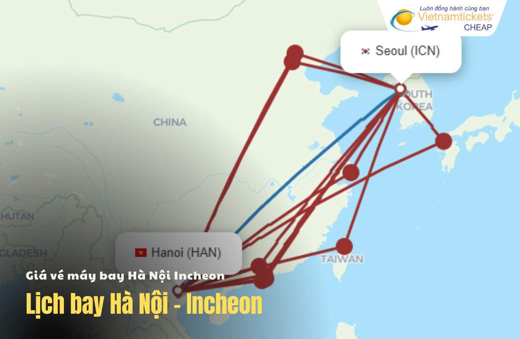 Tần suất vé máy bay hà nội incheon