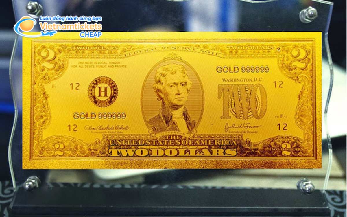 2 USD mạ vàng quà lưu niệm Mỹ