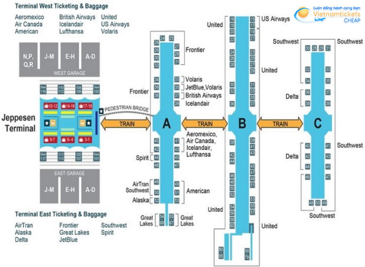 Bản đồ sân bay Denver