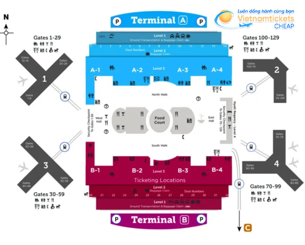 Bản đồ của sân bay Orlando