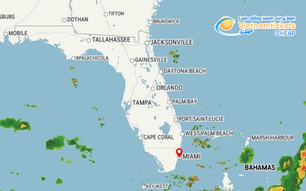 Đặc trưng thời tiết Miami theo tháng
