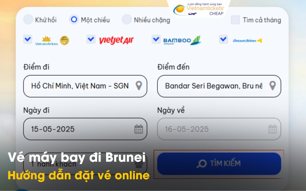 Hướng dẫn đặt vé đi Brunei online
