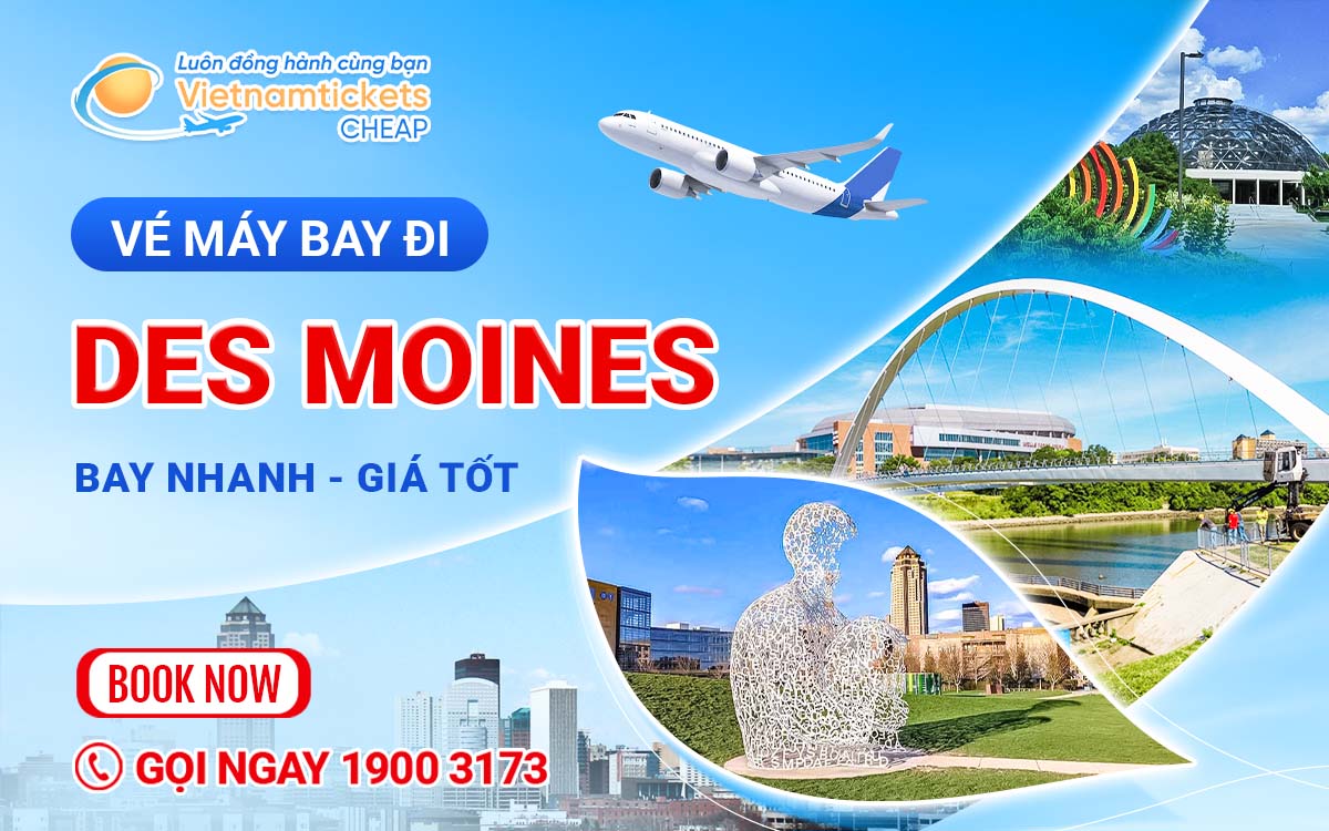 Vé đi Des Moines