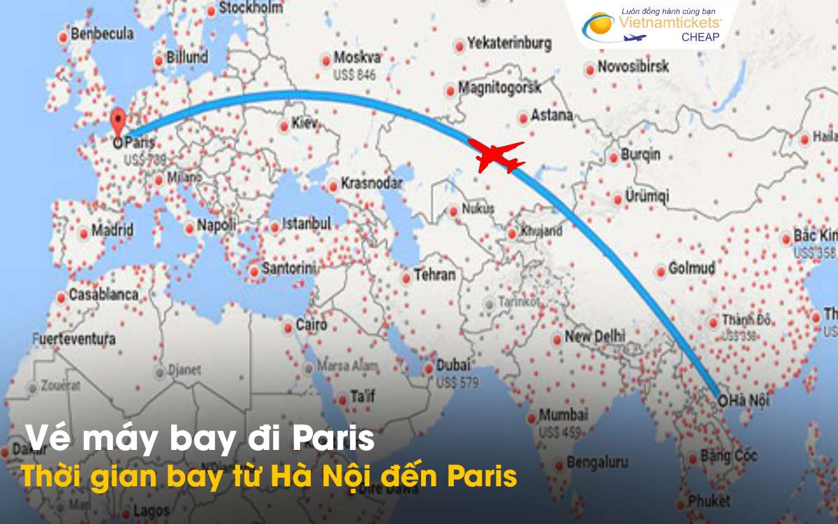 Thời gian bay từ Hà Nội đến Paris