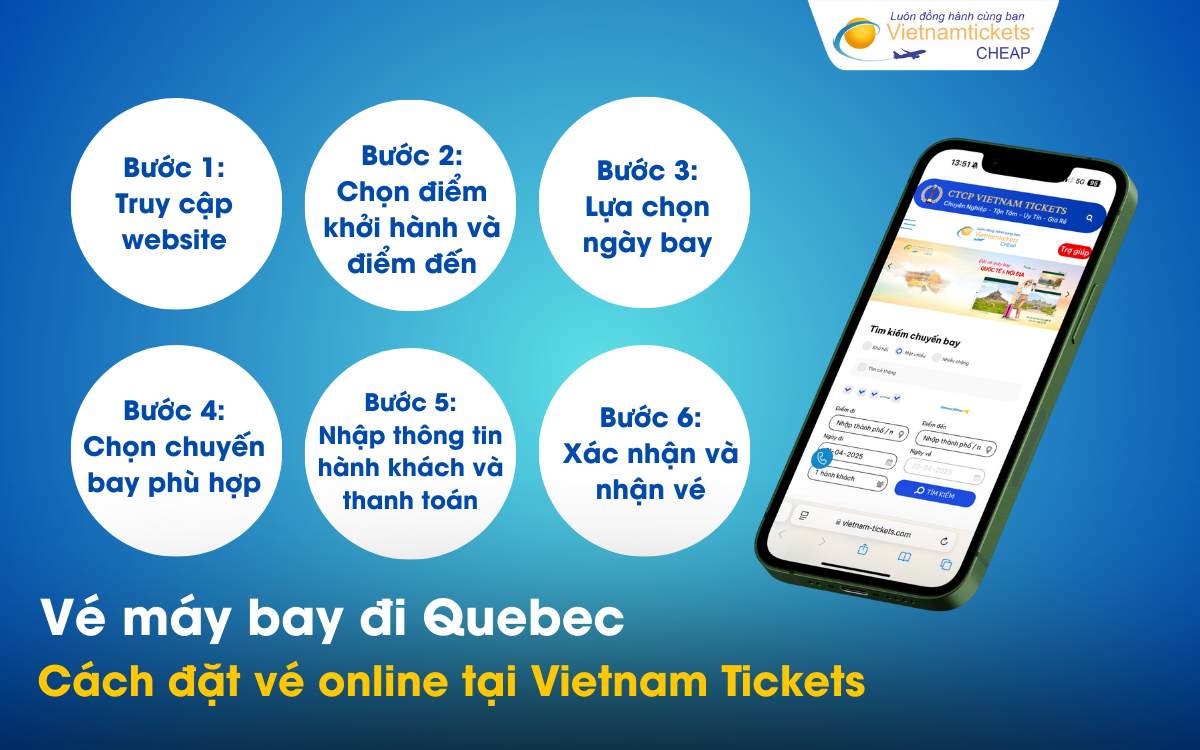 Cách đặt vé đi Quebec online