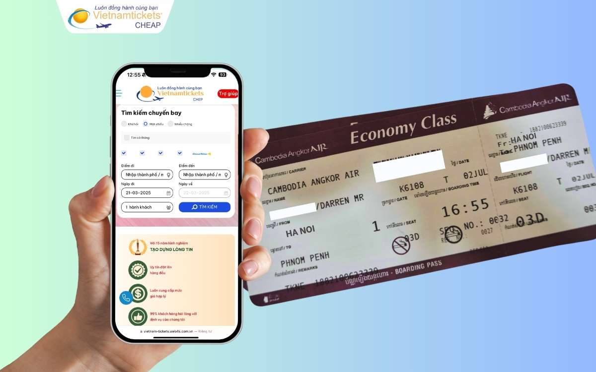 Đặt vé máy bay Hà Nội Campuchia sớm