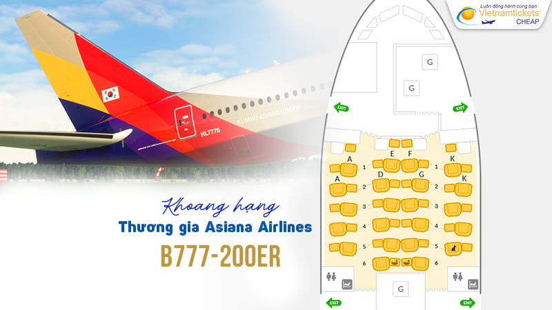 cấu hình 2 khoang chứa B777 200ER Asiana Airlines