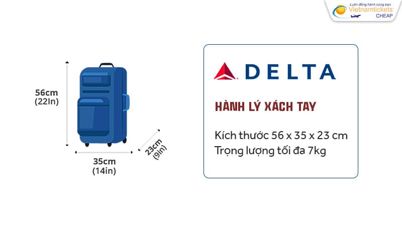 quy định hành lý xách tay hãng Delta Airlines