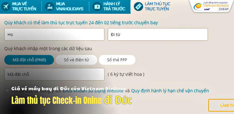 làm thủ tục check-in online đi Đức