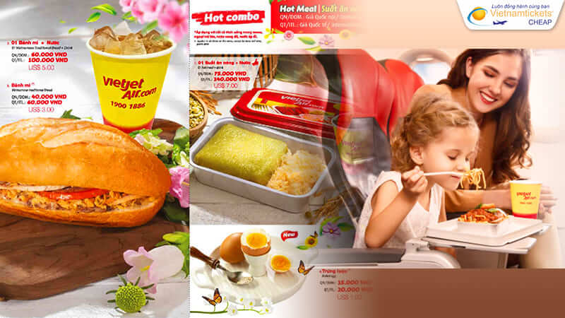 suất ăn trên chuyến bay Vietjet Air