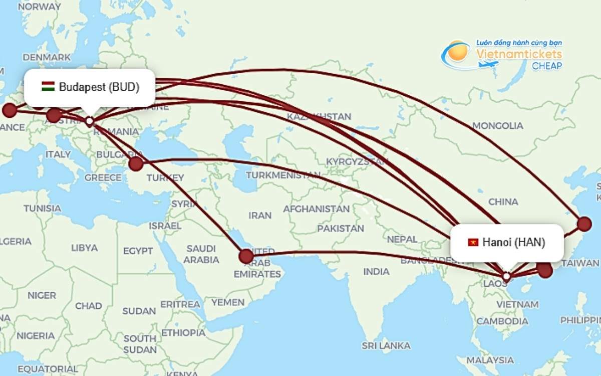 Khoảng cách, thời gian và tuyến đường sang Hungary