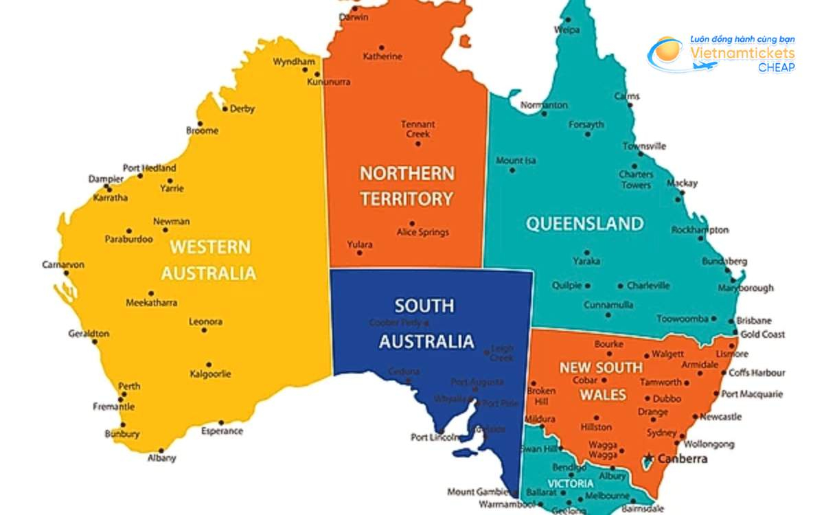 Các thành phố theo vùng địa lý của Úc