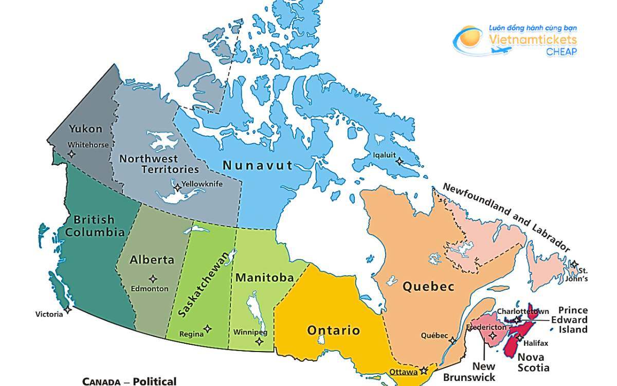 Phân bố các thành phố Canada