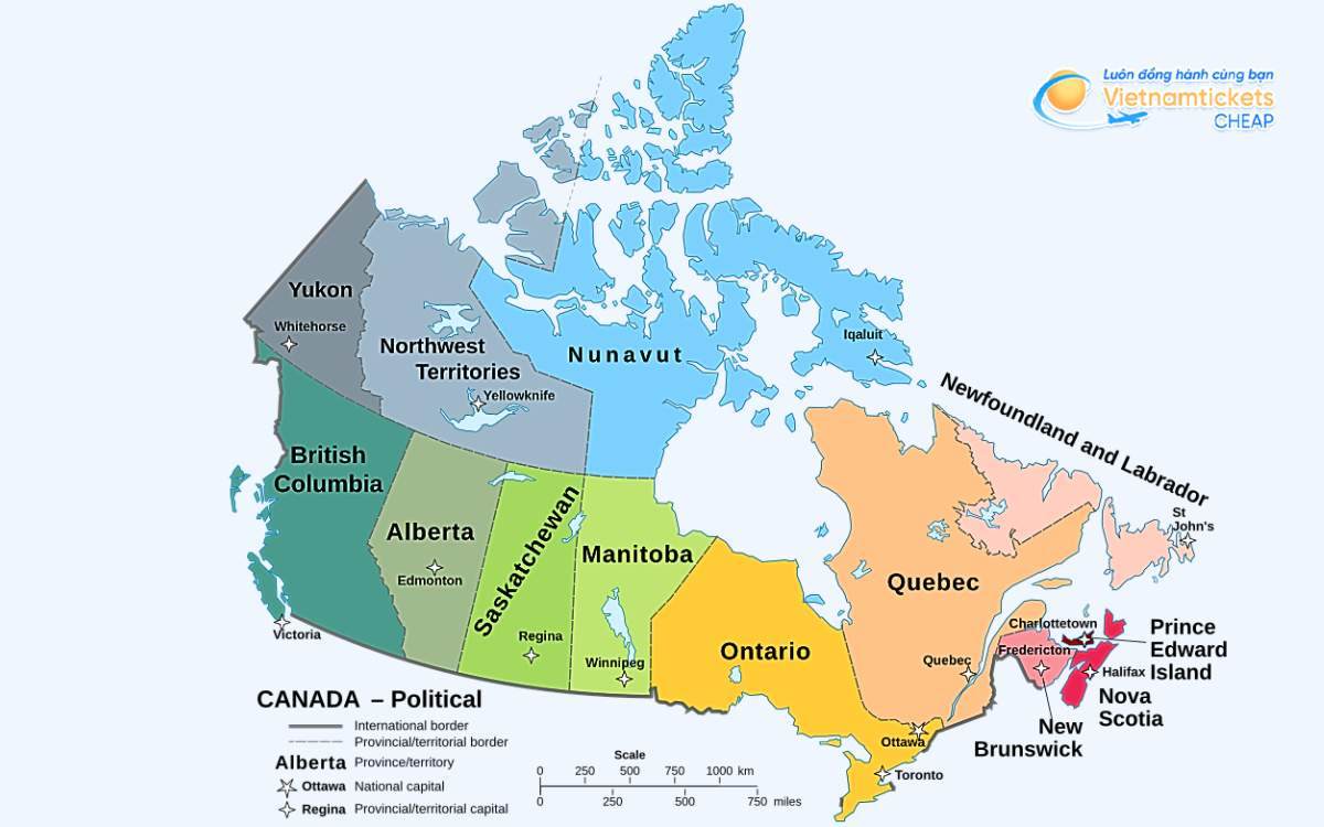 Canada c&oacute; bao nhi&ecirc;u tỉnh bang v&agrave; v&ugrave;ng l&atilde;nh thổ?