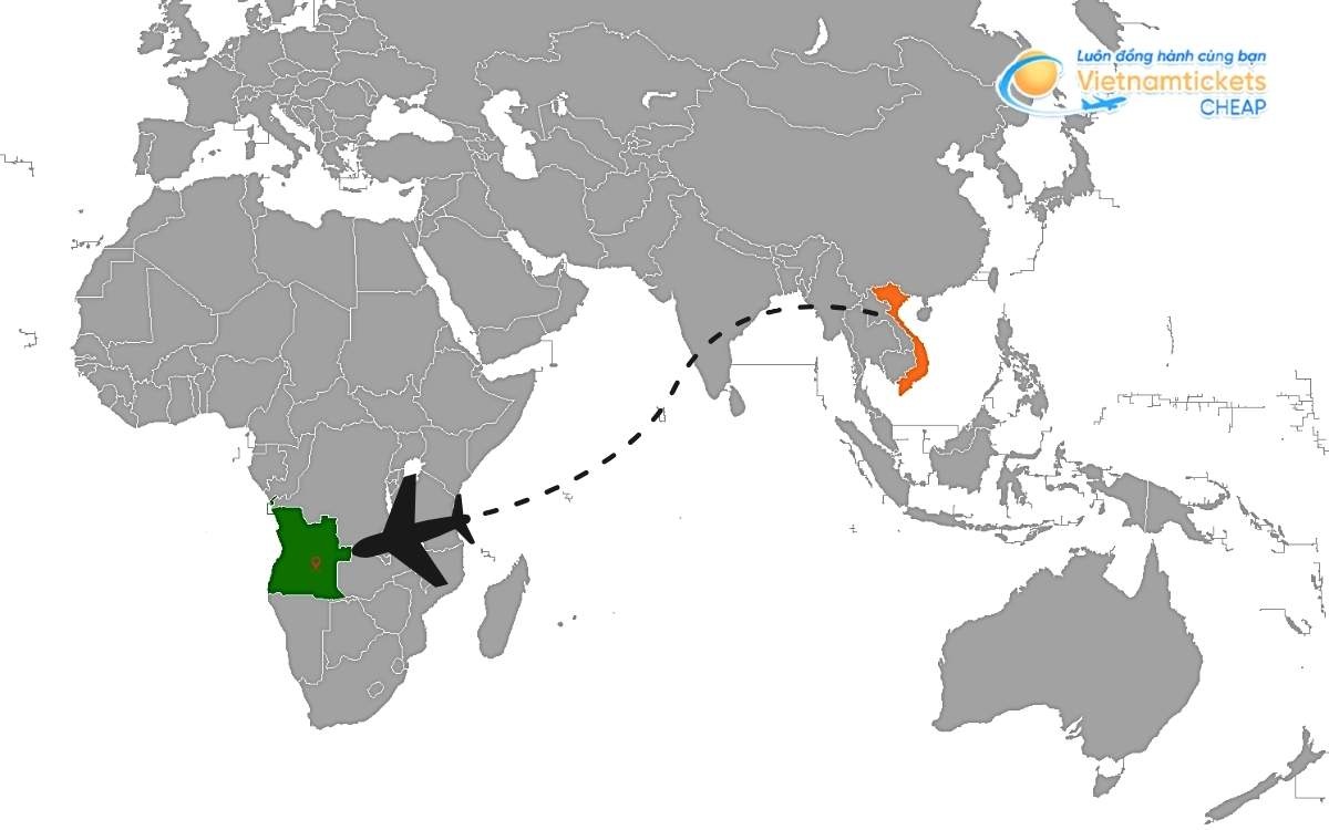 Quãng đường và thời gian bay đến Angola