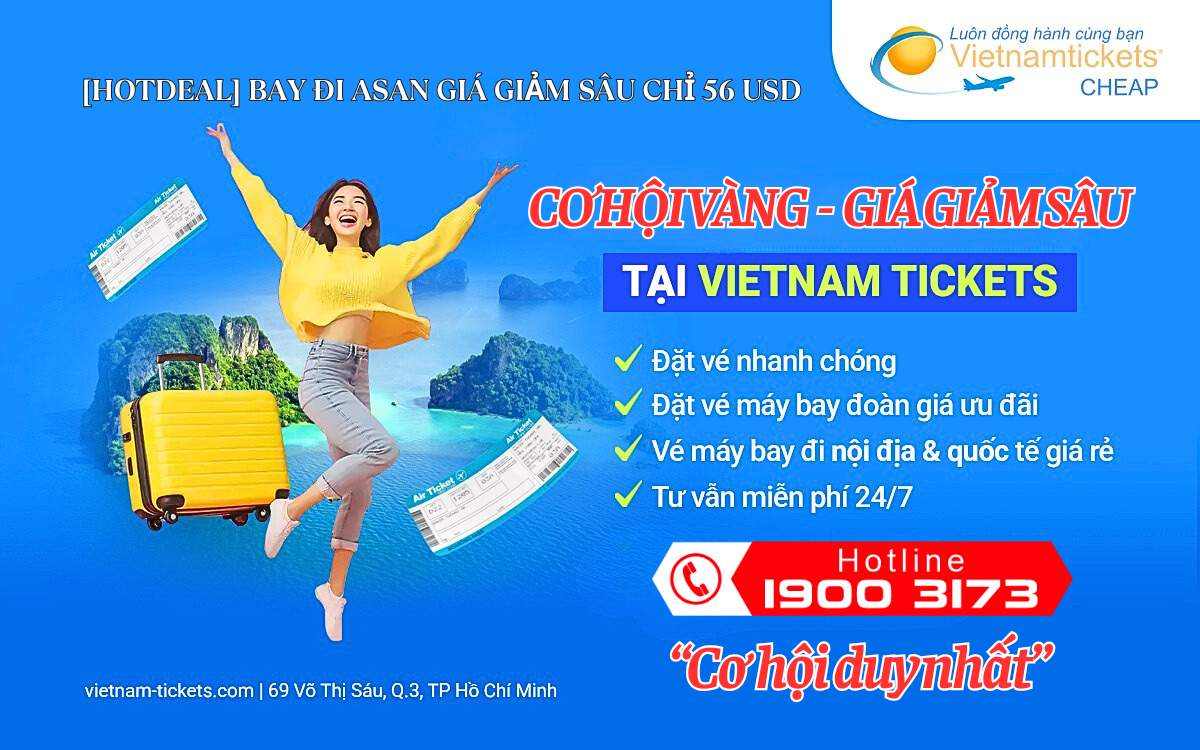 Bay đi Asan giá giảm sâu chỉ 56 USD