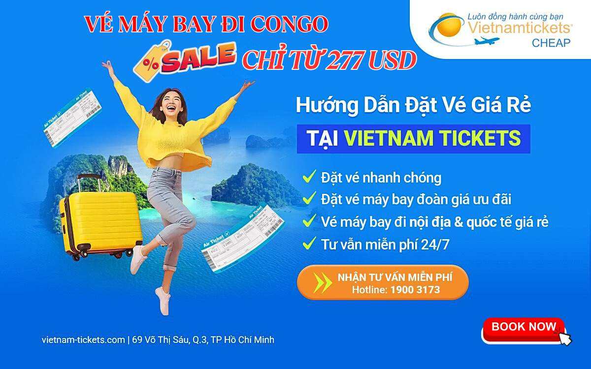Khuyến mãi vé máy bay Congo chỉ từ 277 USD
