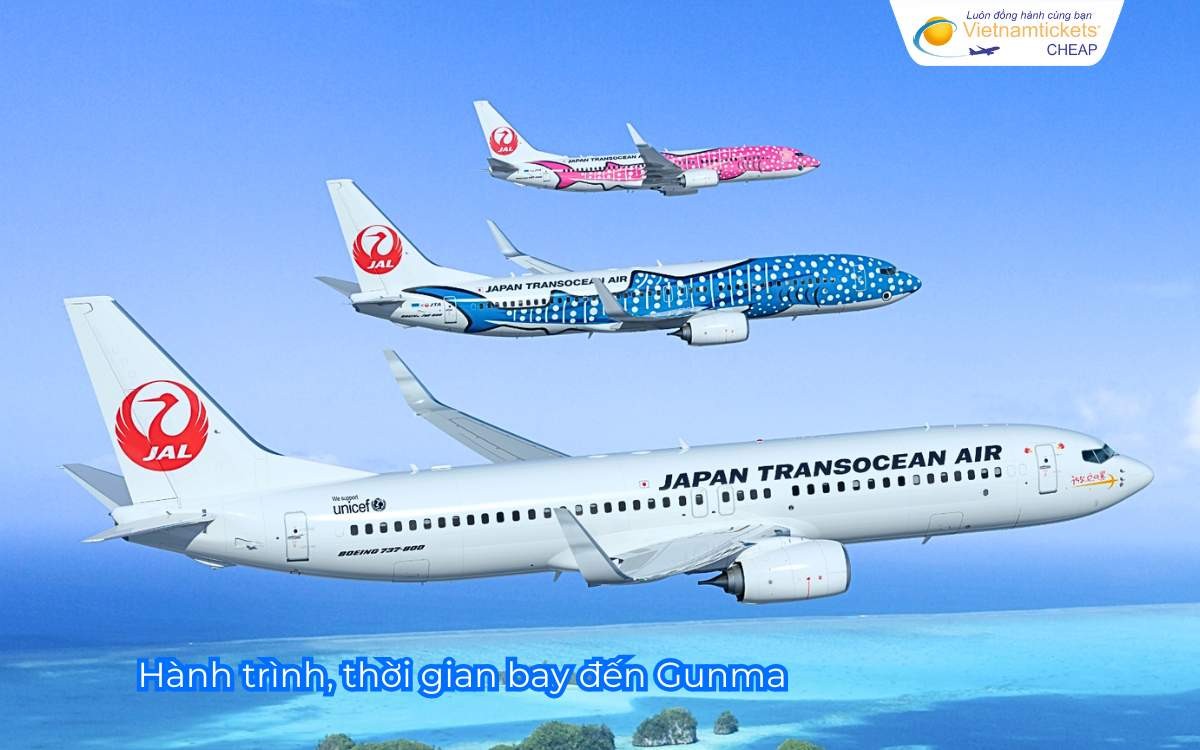 Hành trình, thời gian bay đến Gunma