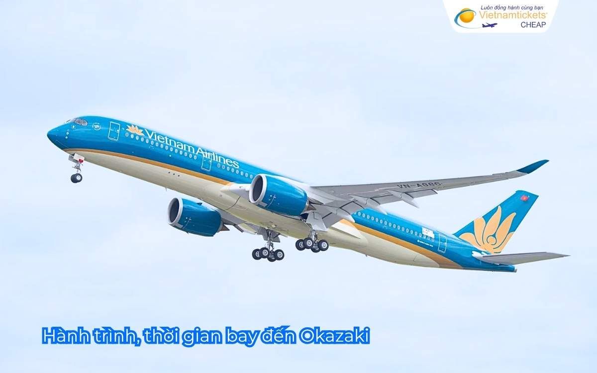 H&agrave;nh tr&igrave;nh, thời gian bay đến Okazaki