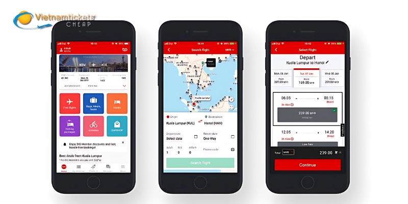 App đặt vé quốc tế AirAsia