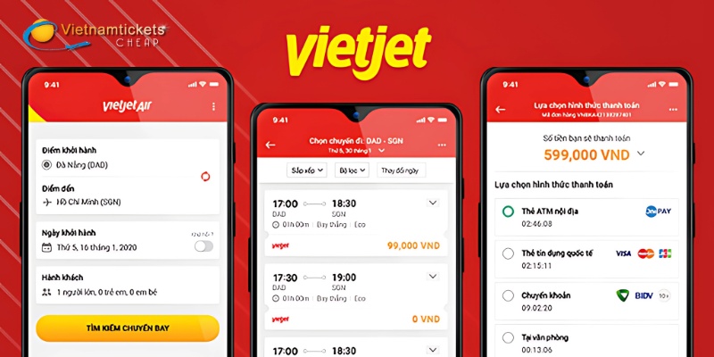 App đặt vé quốc tế Vietjet Air