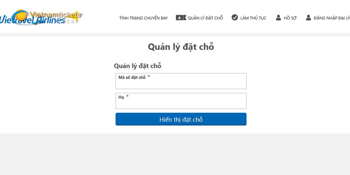 Kiểm tra vé qua Website Vietravel Airlines