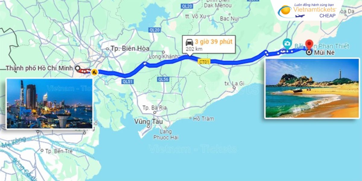Khoảng cách từ Sài Gòn đi Mũi Né bao nhiêu km?