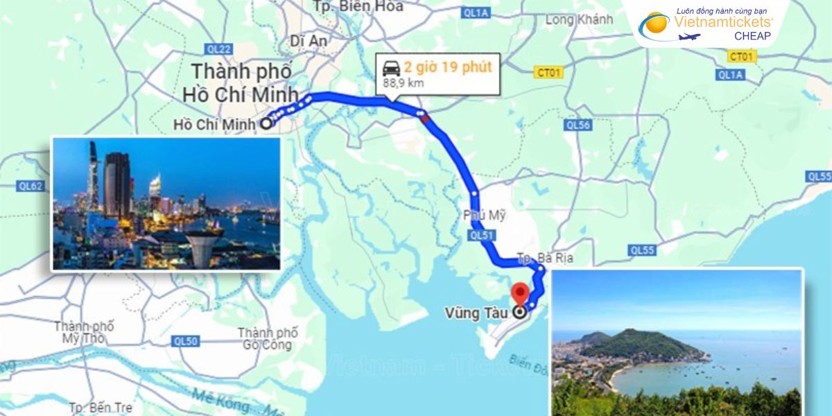 Khoảng cách từ Sài Gòn đi Vũng Tàu bao nhiêu km