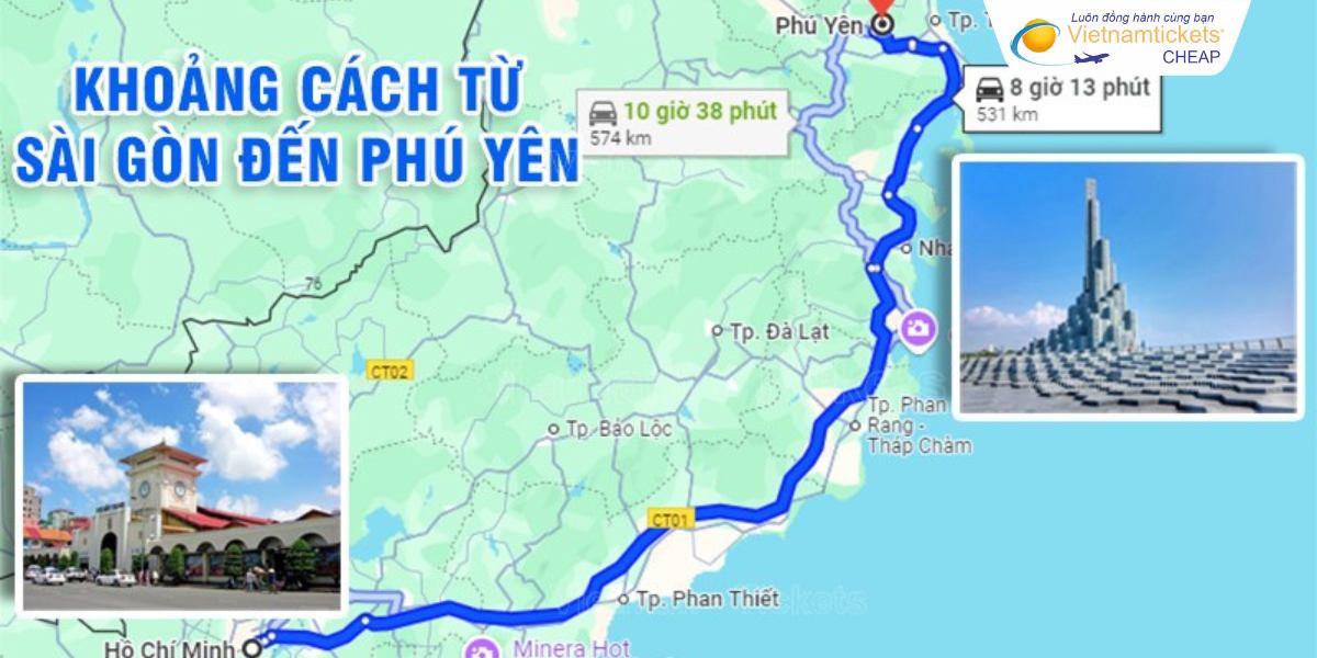 Khoảng cách từ TPHCM đến Phú Yên bao nhiêu km?