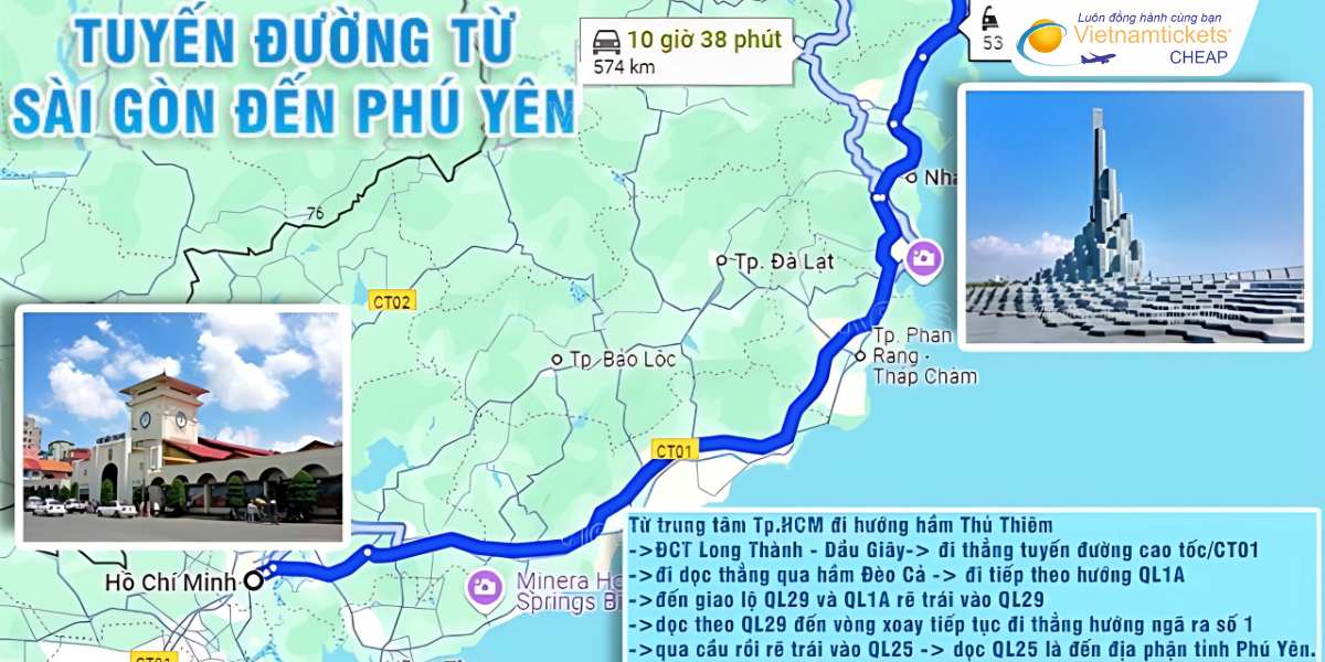 Tuyến đường từ Sài Gòn đến Phú Yên