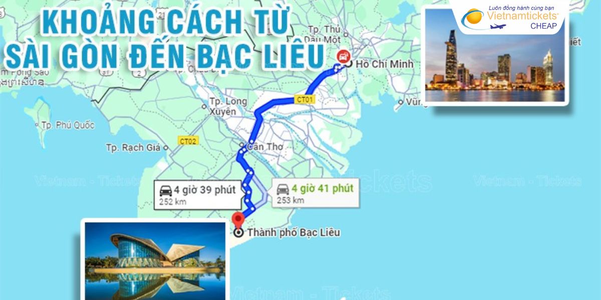 Khoảng cách từ TPHCM đi Bạc Liêu bao nhiêu km?