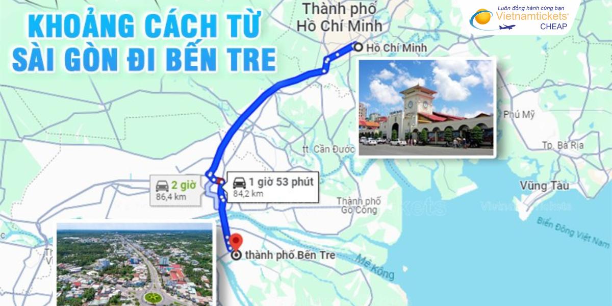 Khoảng cách từ TPHCM đi Bến Tre bao nhiêu km?