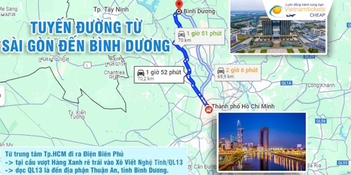 Tuyến đường từ Sài Gòn đi Bình Dương