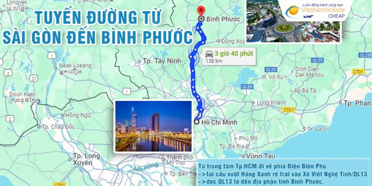 Tuyến đường từ Sài Gòn đi Bình Phước