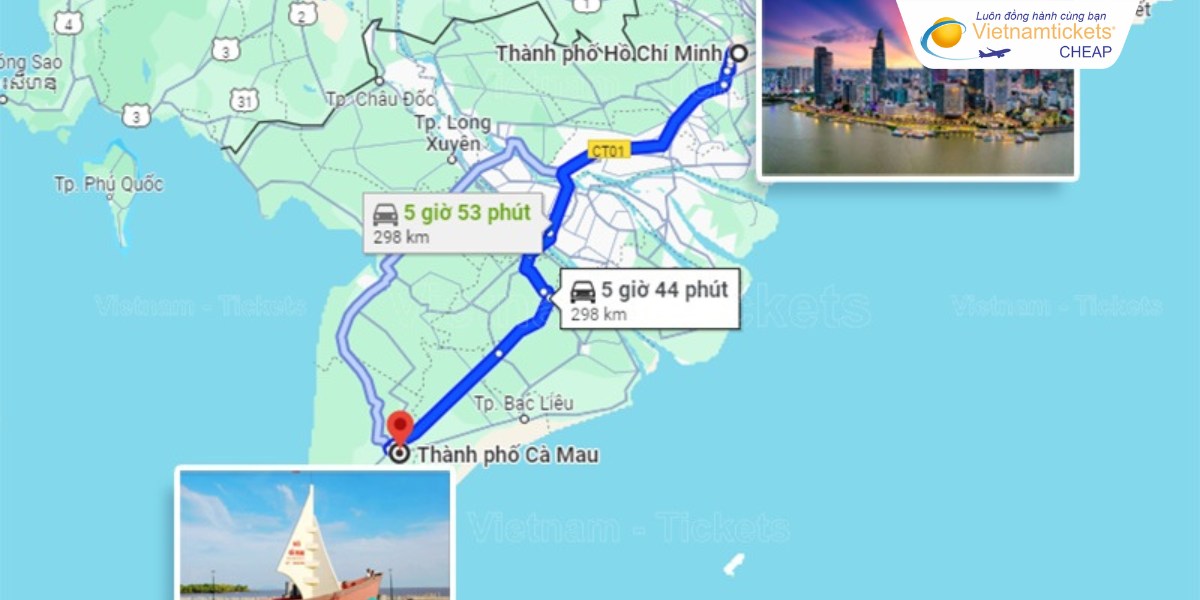 Khoảng cách từ TPHCM đi Cà Mau bao nhiêu km