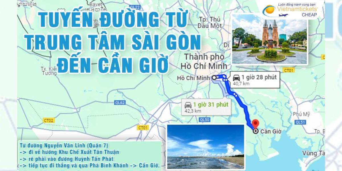 Tuyến đường từ Sài Gòn đi Cần Giờ