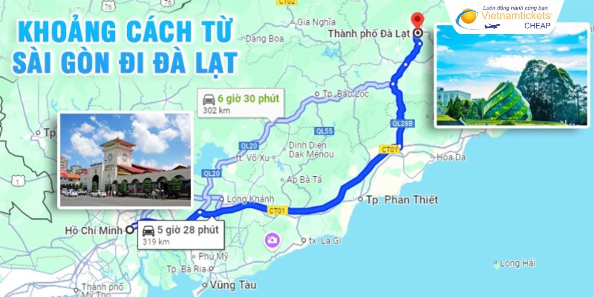Khoảng cách từ TPHCM đi Đà Lạt bao nhiêu km