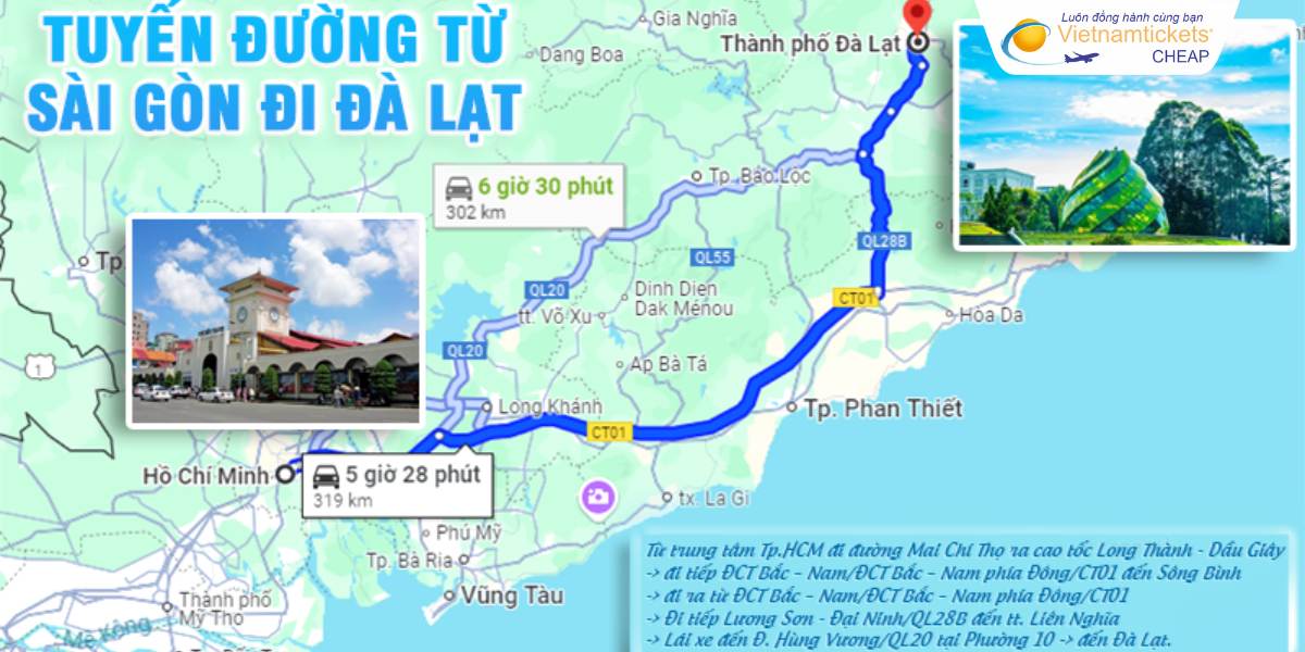 Tuyến đường từ Sài Gòn đi Đà Lạt