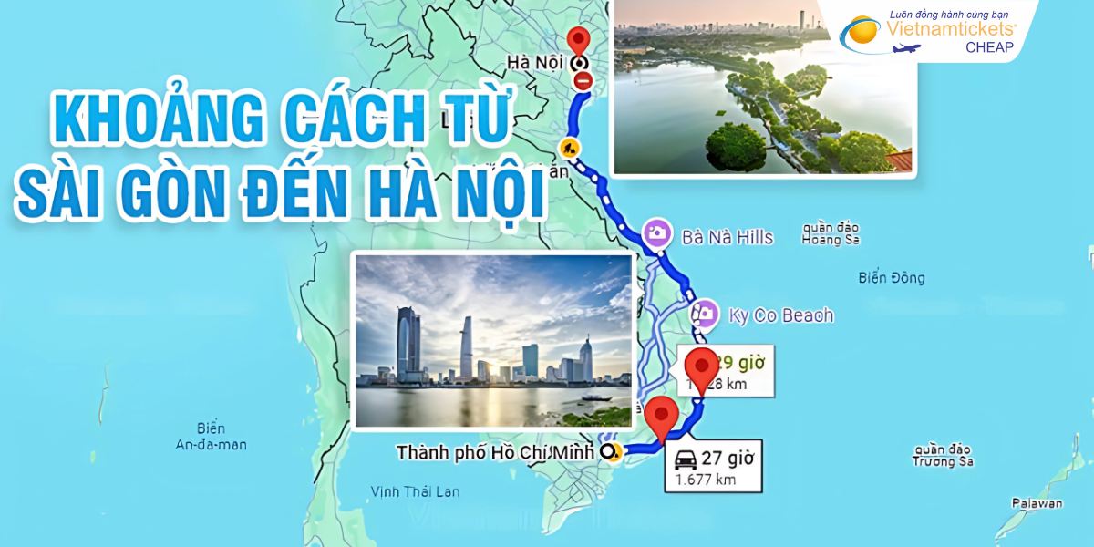 Khoảng cách từ TPHCM đi Hà Nội bao nhiêu km