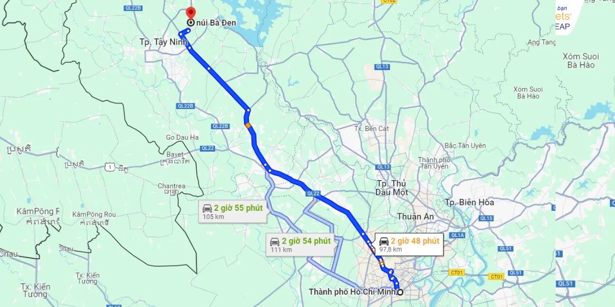Khoảng cách từ TPHCM đi núi Bà Đen bao nhiêu km?