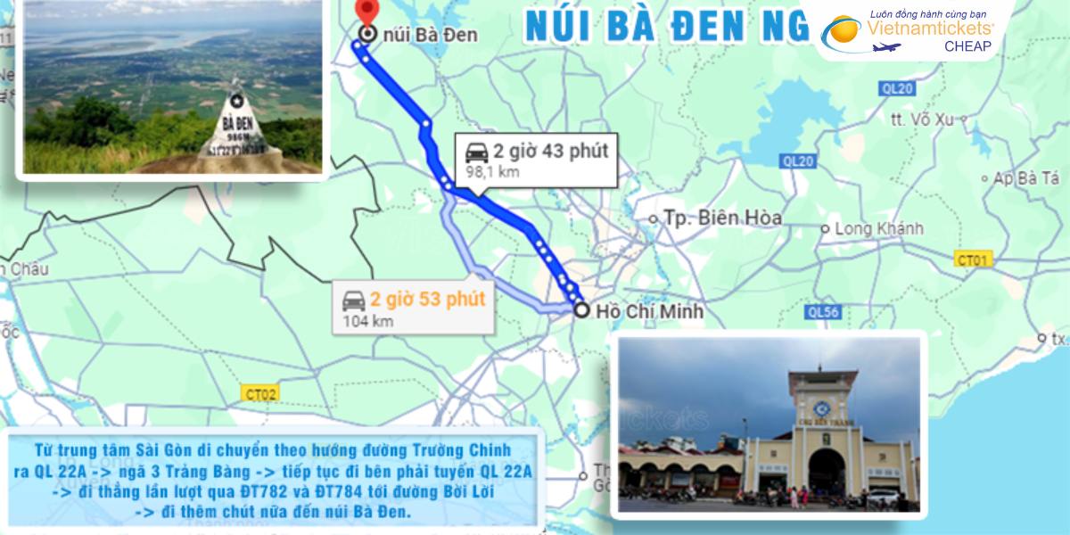 Tuyến đường từ Sài Gòn đi núi Bà Đen