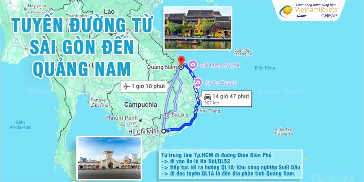 Gợi ý tuyến đường đi từ Sài Gòn đến Quảng Nam