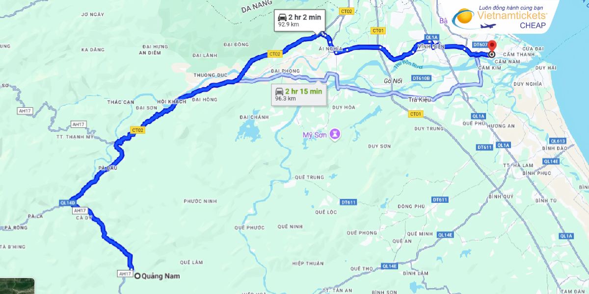 Từ Quảng Nam đến các thành phố lân cận