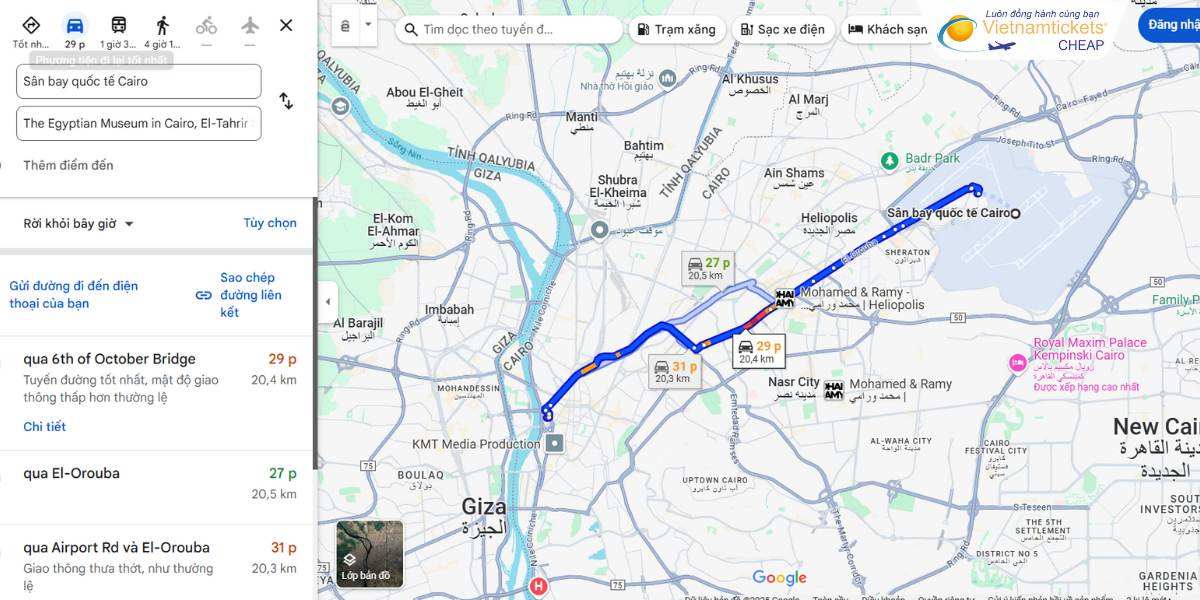Từ sân bay vào trung tâm Cairo
