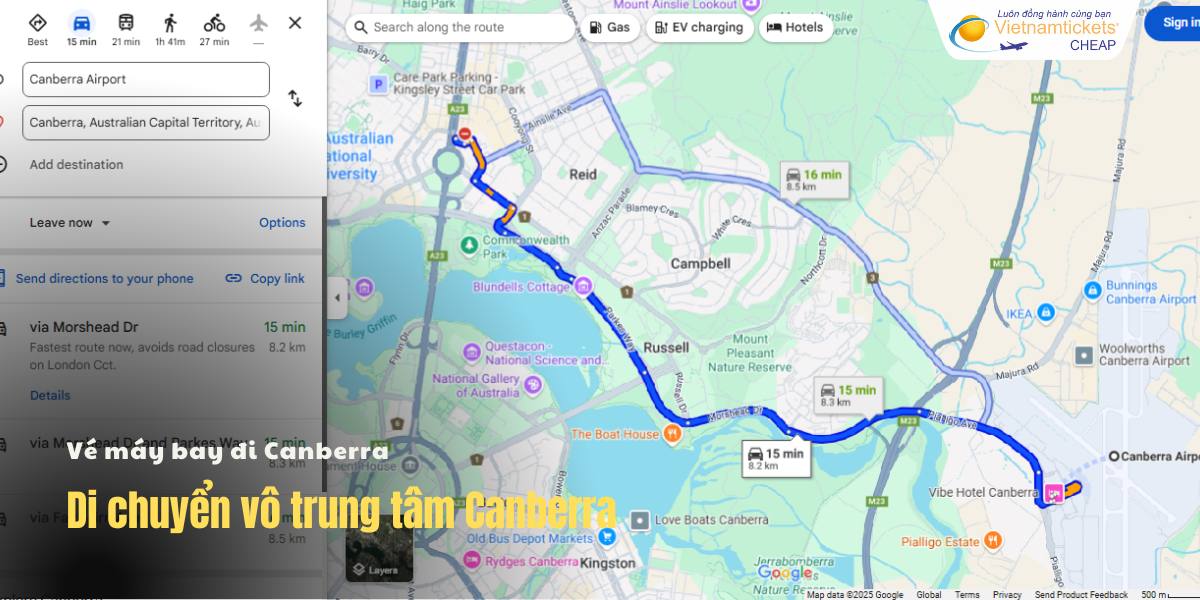 ​Di chuyển vô trung tâm Canberra
